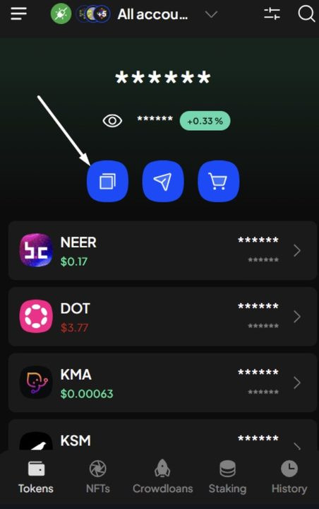 Nhận token từ SubWallet