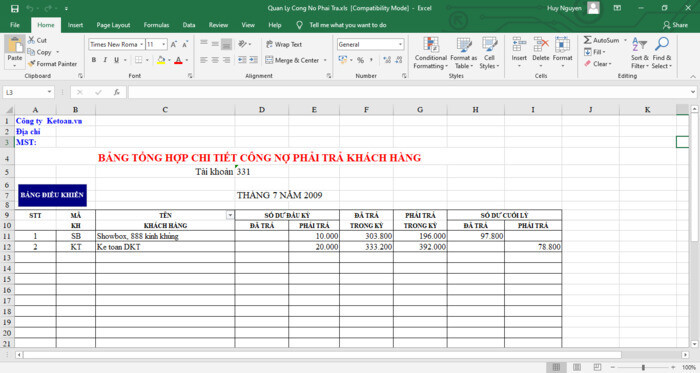 Nhược điểm khi quản lý công nợ bằng Excel