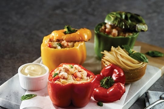 Ớt chuông và guacamole