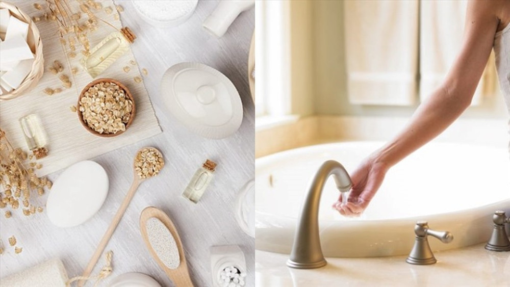 Pha nước tắm với bột yến mạch để giúp làm dịu da bị cháy nắng hiệu quả