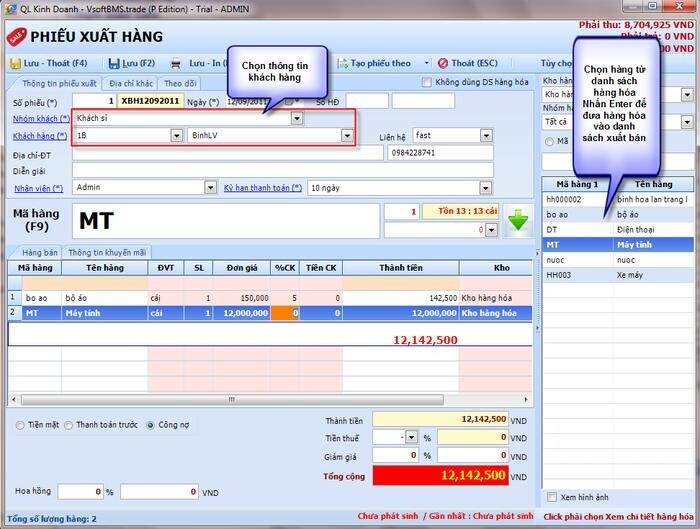 Phần mềm quản lý cửa hàng Gas VSoft