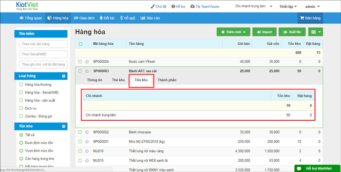 Phần mềm quản lý hàng hóa Kiot Viet
