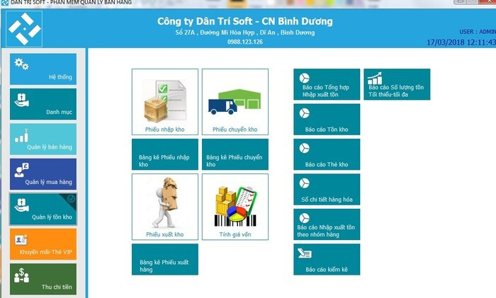 Phần mềm quản lý kho vật tư xây dựng Dân Trí Soft