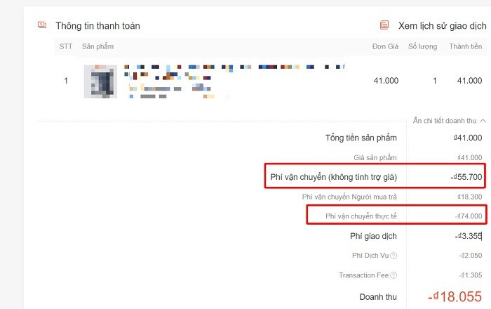 Phí lệch cước vận chuyển Shopee