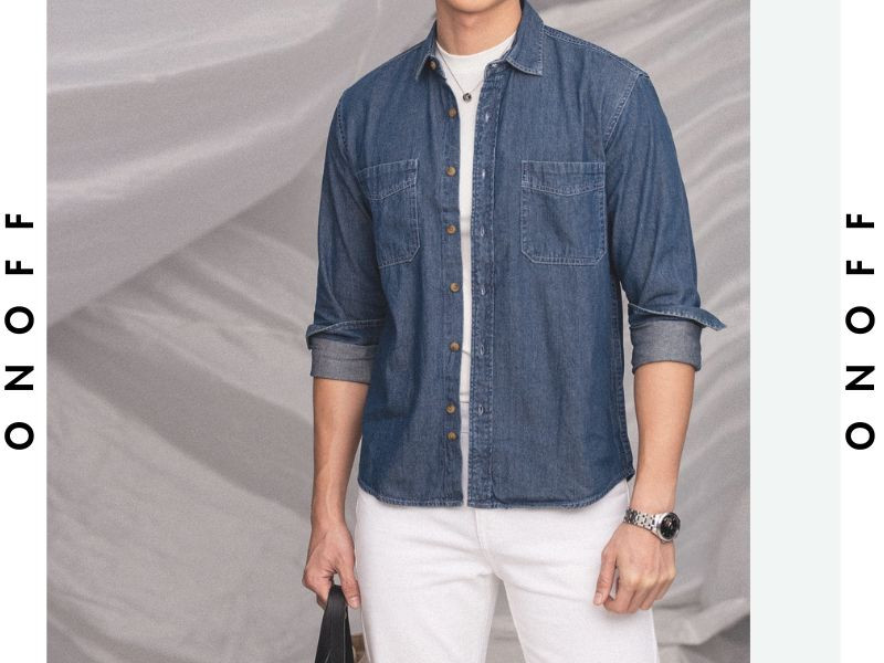Phối áo thun trắng với sơ mi denim