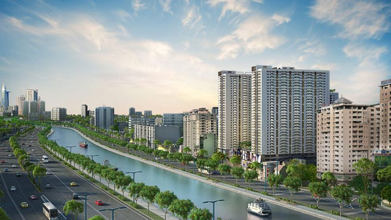 Phối cảnh khu cho thuê căn hộ The Gold View