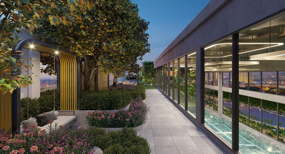 Phối cảnh vườn trên không Duplex Masteri West Heights