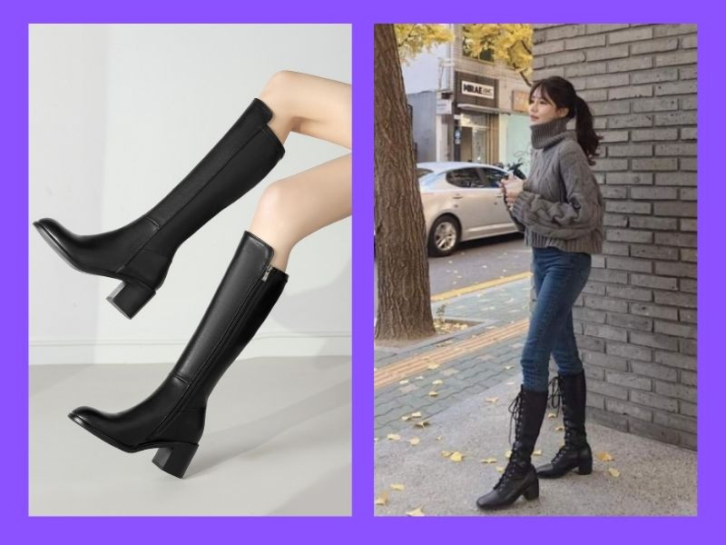 Phối cùng quần skinny và áo cổ lọ