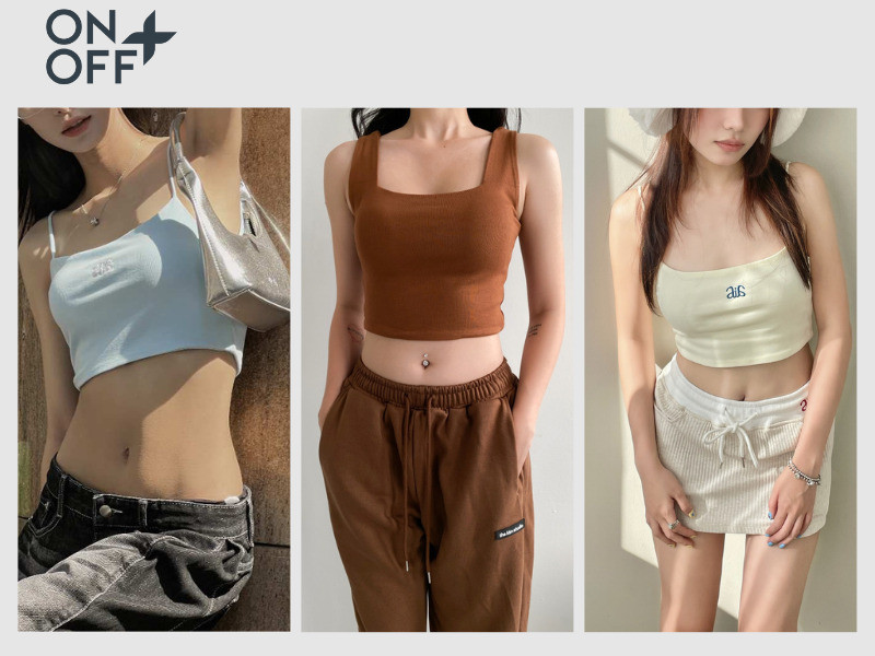 phối đồ với áo hai dây croptop