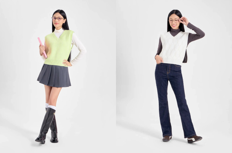 Phối đồ với áo len ba lỗ nữ