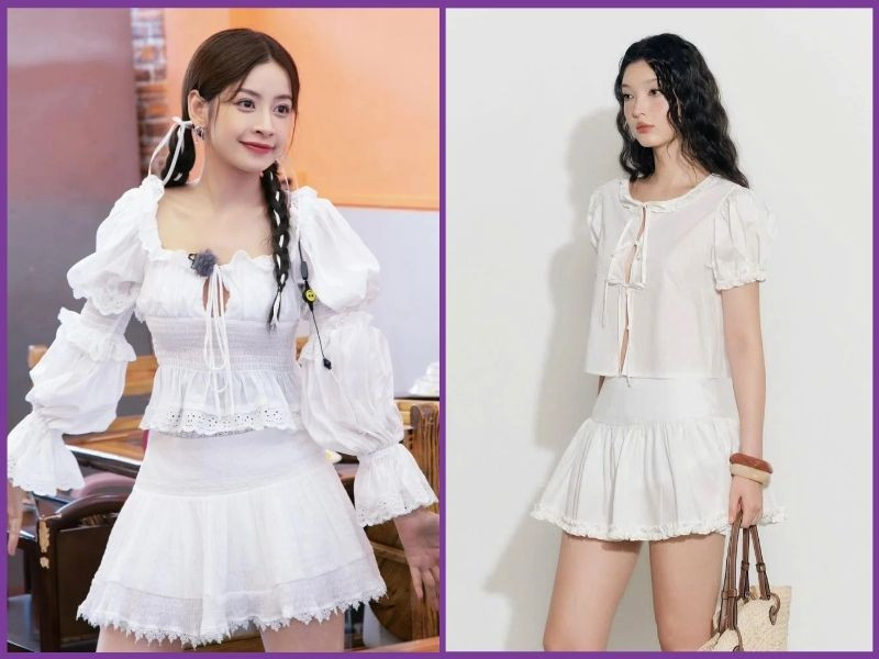 phối đồ với chân váy trắng ngắn