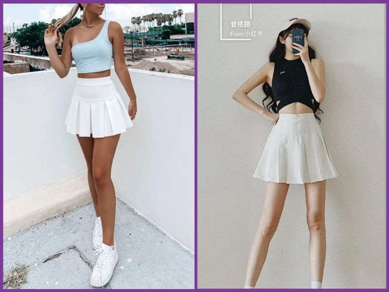 phối đồ với chân váy trắng ngắn