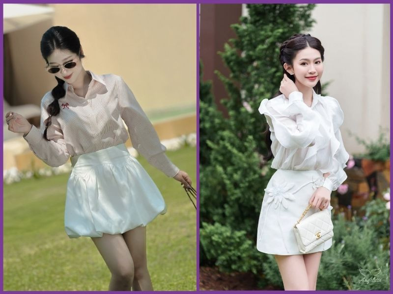 phối đồ với chân váy trắng ngắn
