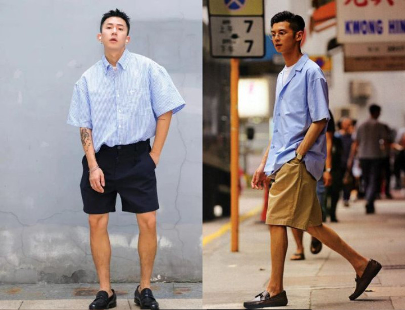 phối giày với quần short nam