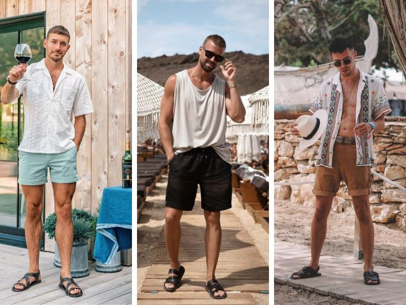 phối giày với quần short nam