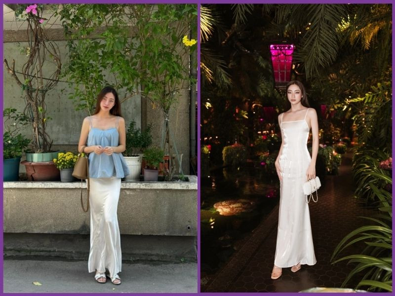 phối màu chân váy trắng