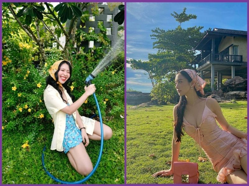 Phối màu khăn bandana với trang phục