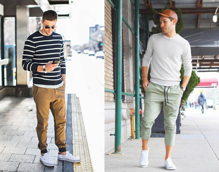 Phối quần joggers với giày thể thao nam