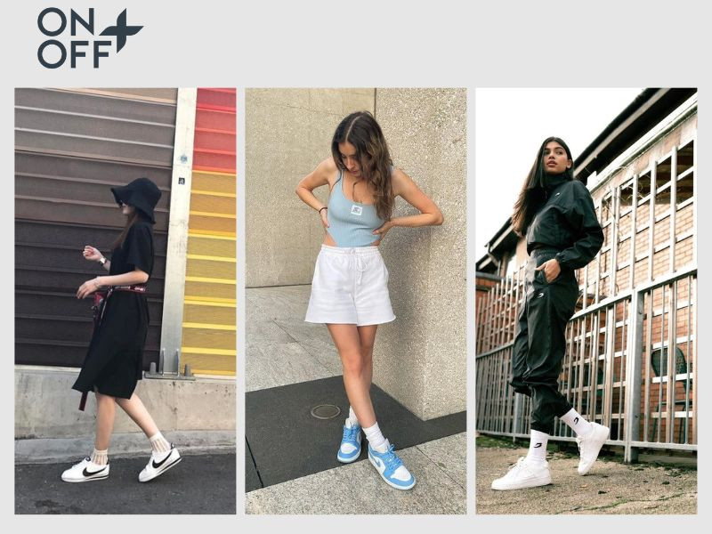Phối tất cao cổ nữ với giày sneaker là sự lựa chọn hoàn hảo cho phong cách trẻ trung