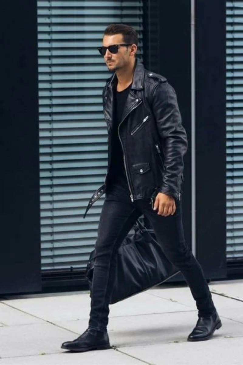 Quần jean và jacket da