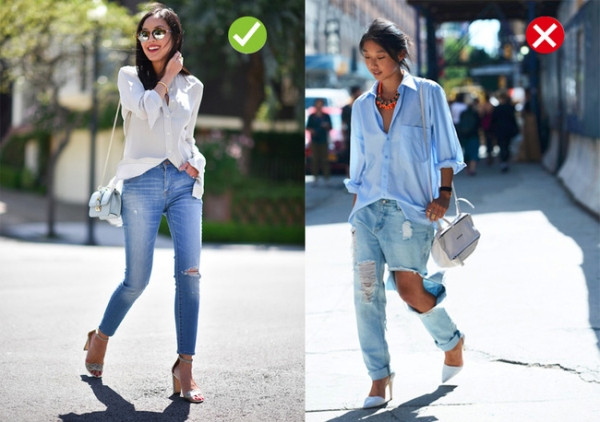 Quần jeans rách với đường rách nhẹ nhàng