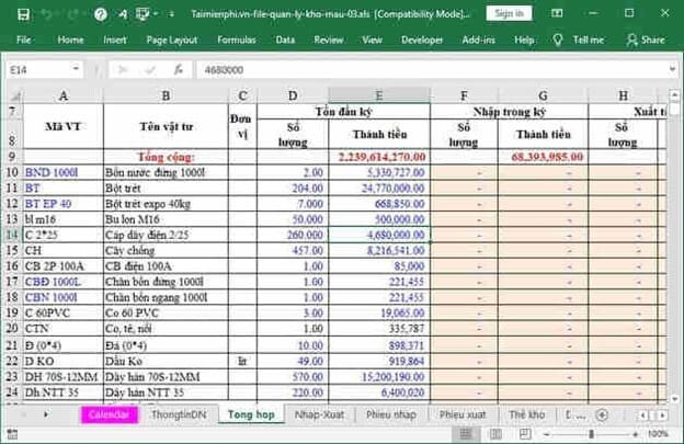 Quản lý bằng Excel