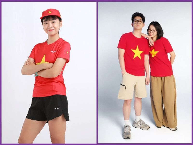 Quần short với áo cờ đỏ sao vàng