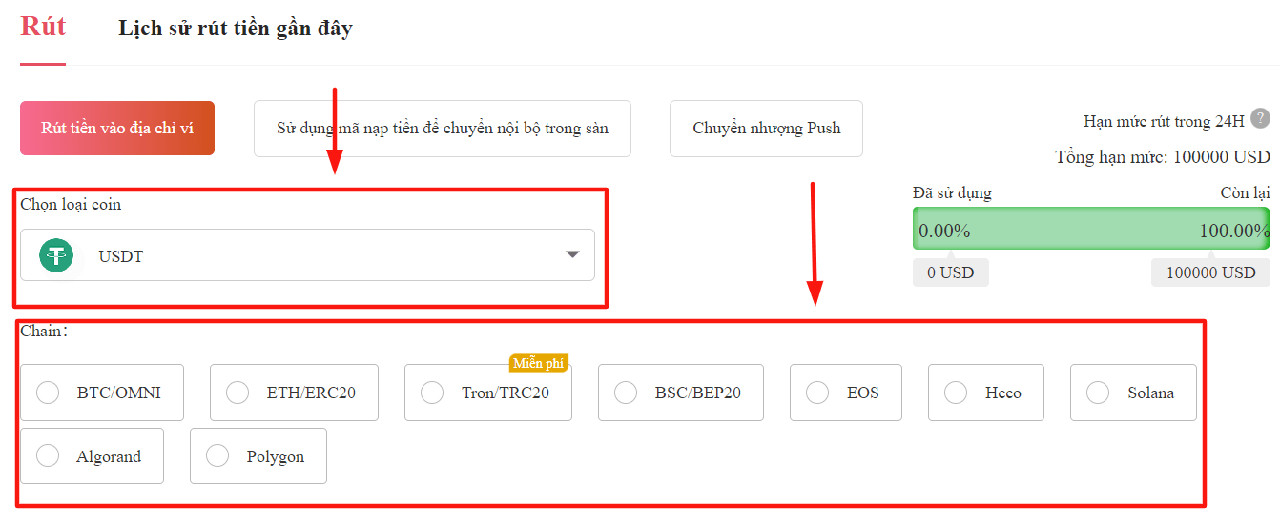 Rút tiền trên Gate.io