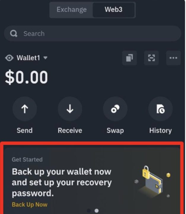Sao lưu ví Binance Web3