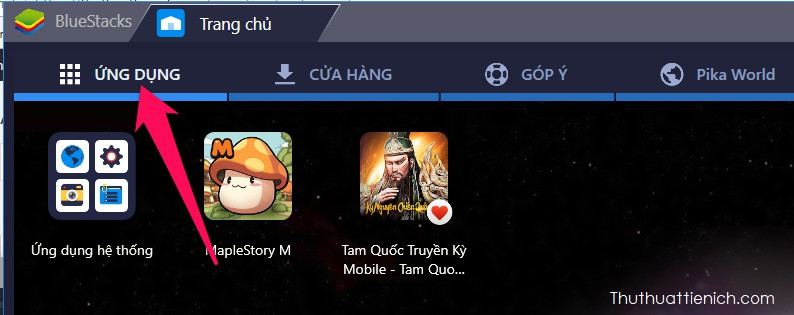 Sau khi cài đặt, bạn có thể tìm thấy game trong tab Ứng dụng