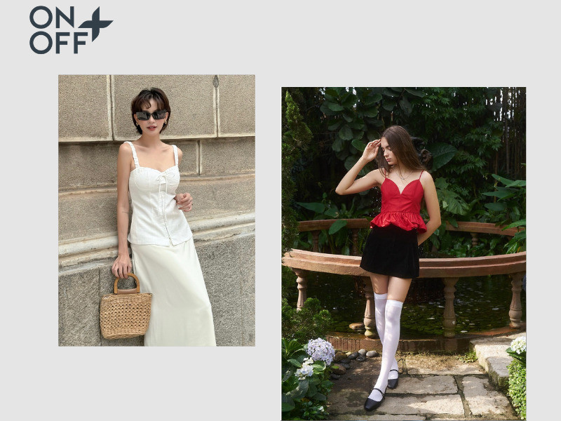set đồ công sở với áo peplum hai dây