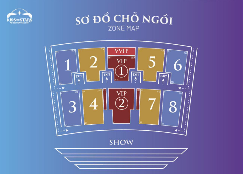 Sơ đồ khán đài Kiss The Stars Phú Quốc