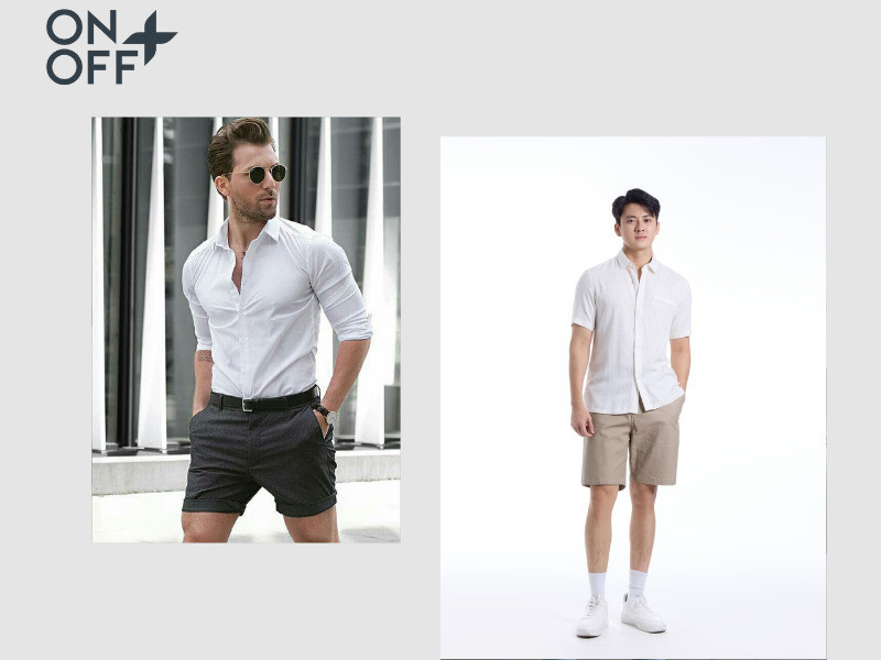 Sơ mi trắng phối quần short sẽ tạo ra một outfit thú vị và bắt mắt