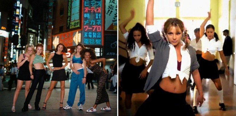 Spice Girls 1996 và Britney Spears 1999 trong MV Baby One More Time