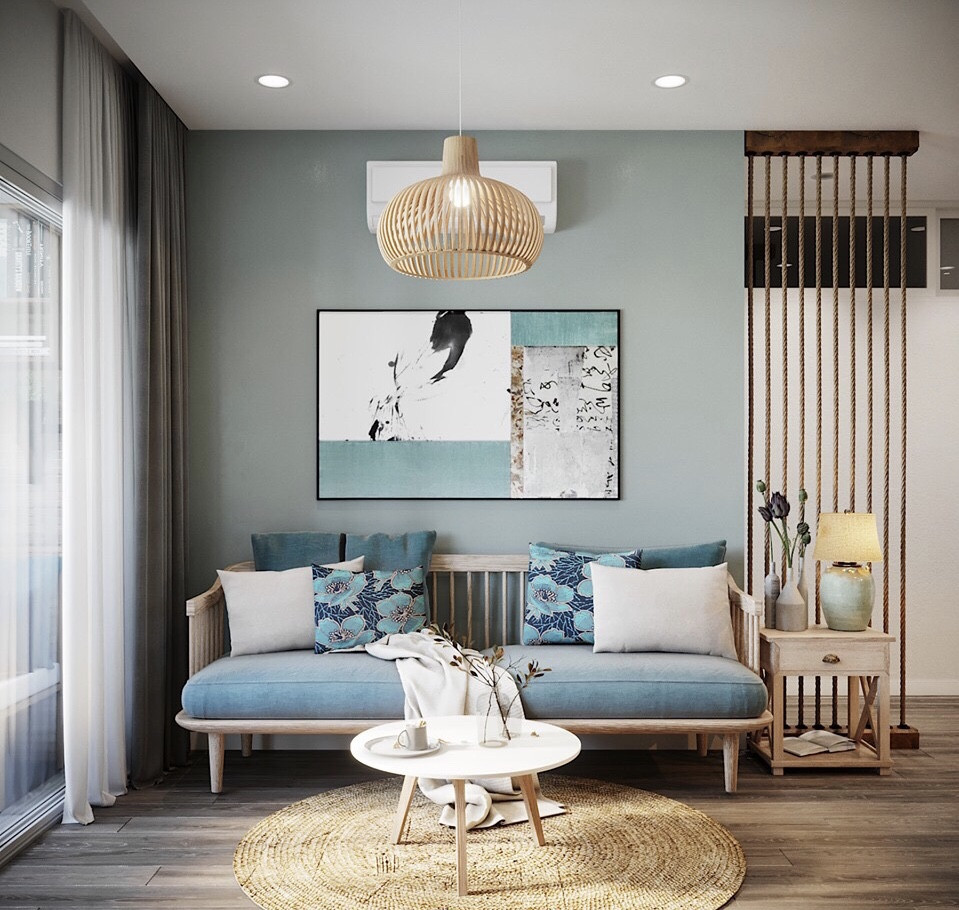 Sử dụng đồ nội thất màu xanh dương tạo điểm nhấn