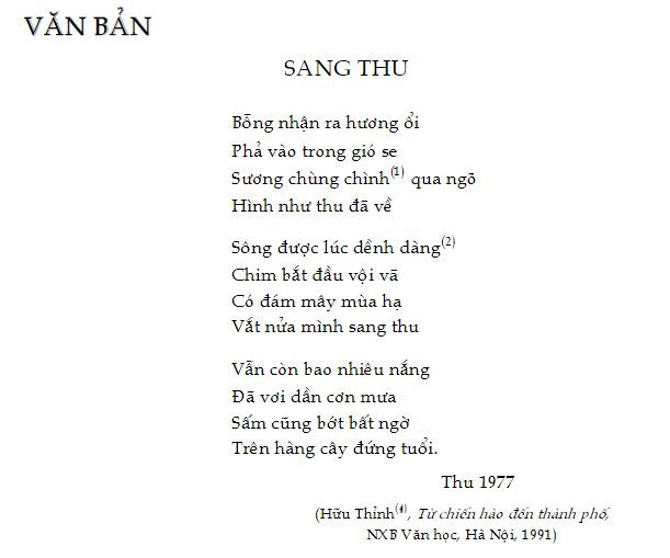 Phân Tích và Soạn Văn Bài “Sang Thu” Lớp 9 của Nhà Thơ Hữu Thỉnh