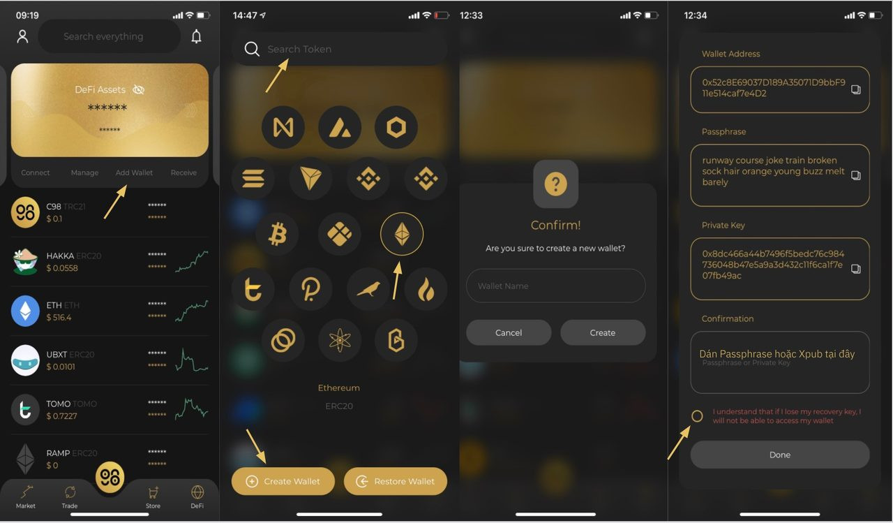 Tạo ví trên Coin98 Wallet