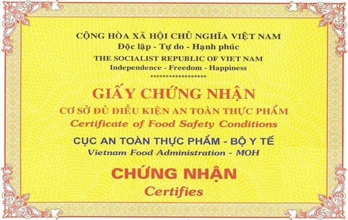 Thẩm quyền cấp giấy chứng nhận vệ sinh an toàn thực phẩm