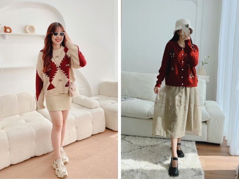 Thanh lịch với đỏ và màu be