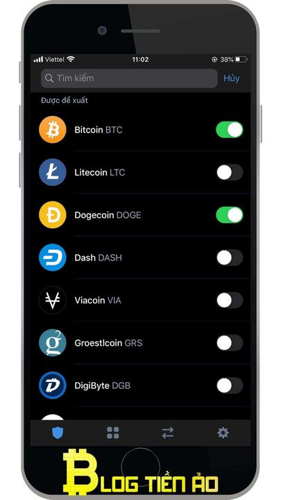 Thêm coin để gửi nhận trên Trust Wallet