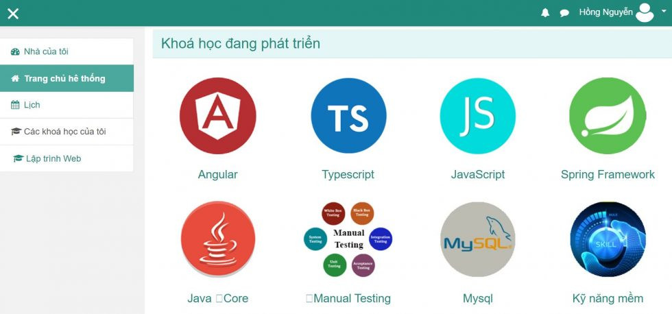 theo dõi khóa học đang học