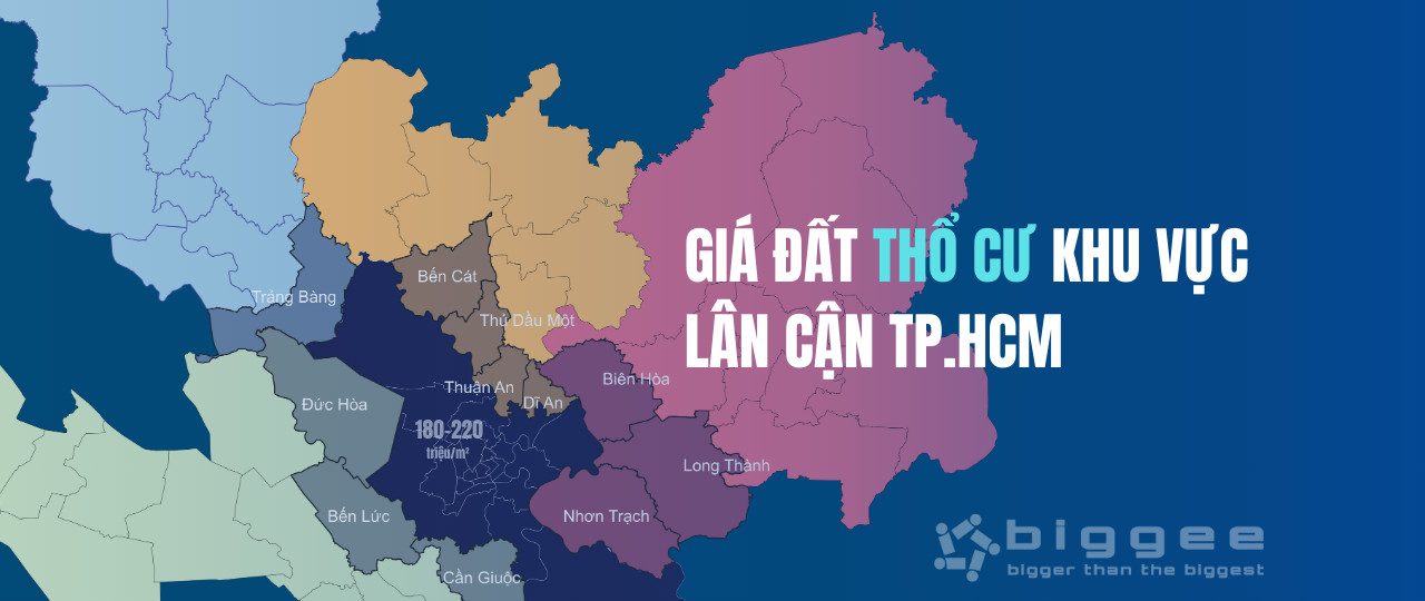 Giá đất thổ cư các khu vực lân cận TP.HCM