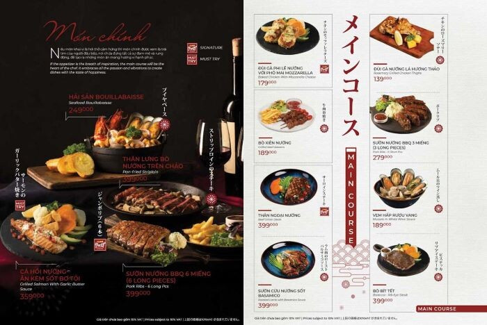 Thực đơn món mặn tại Capricciosa