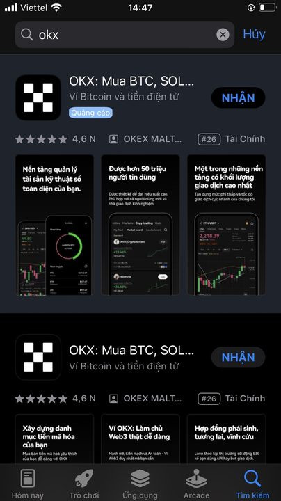 Tìm ứng dụng OKX trên App Store