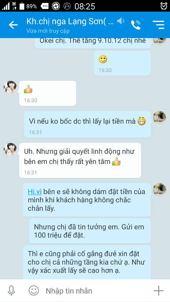Tin nhắn tuyệt vời từ khách hàng