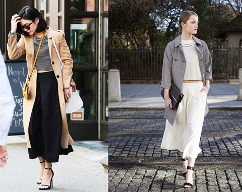 Trench coat phối với Culottes
