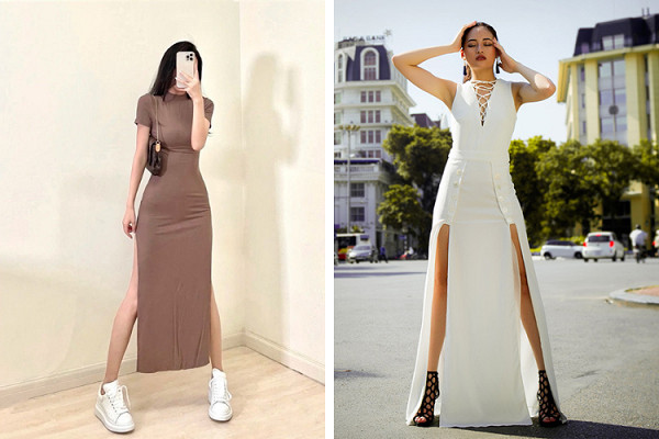 Váy xẻ tà hai bên hông độc đáo và bắt mắt