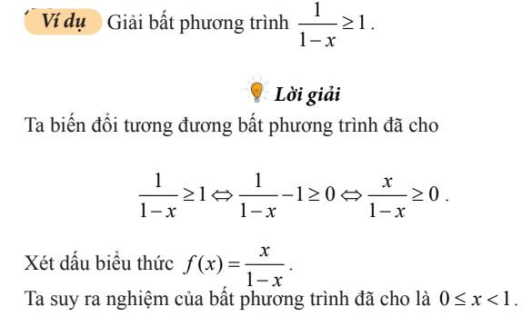 Ví dụ về bất phương trình chứa ẩn ở mẫu