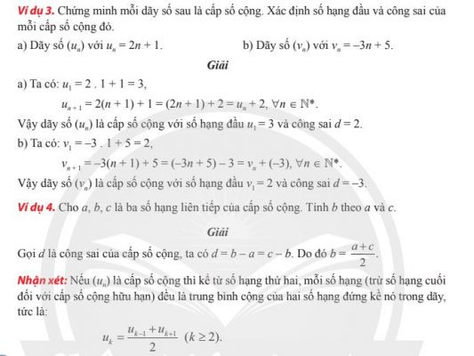 Ví dụ về cấp số cộng