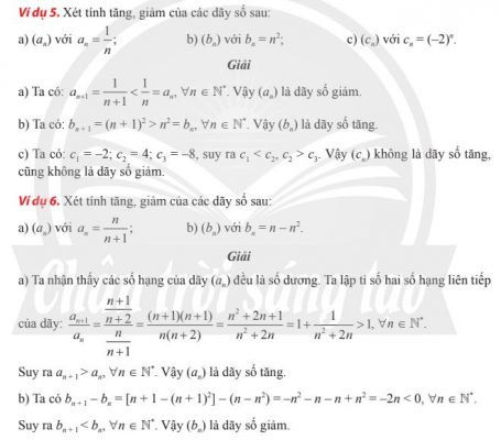 Ví dụ về dãy số tăng, dãy số giảm